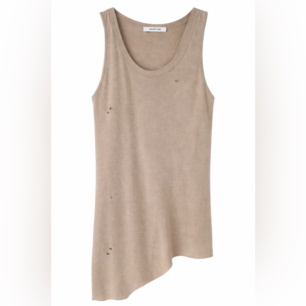 Helmut Lang Distressed Asymmetrical Wool Terra Tank